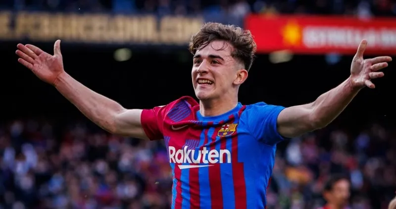 Gavi tras marcar gol del Barça contra el Atlético