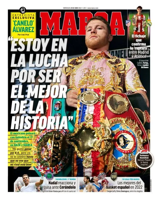 Portada de Diario Marca con Canelo Álvarez