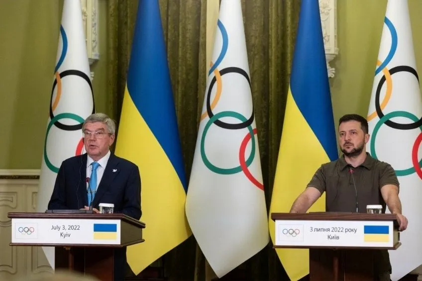 Thomas Bach en su visita a Kiev
