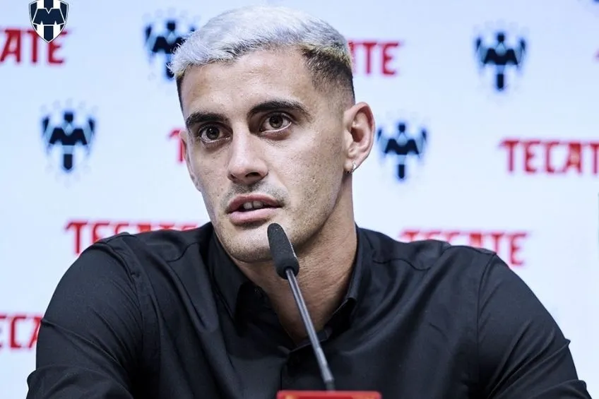 Germán Berterame en su presentación con Rayados