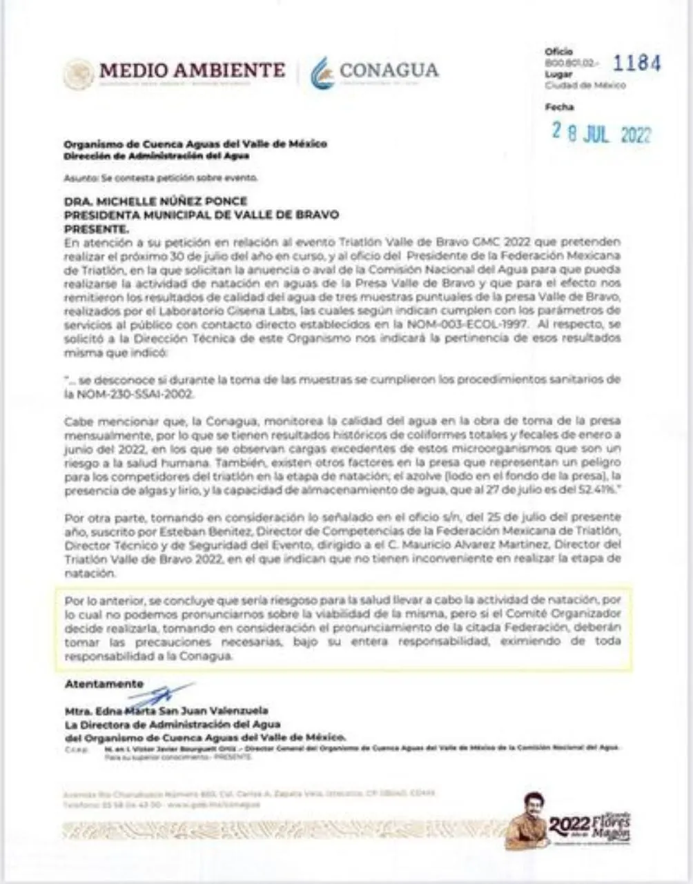 CONAGUA Conagua informó sobre la condición del lago