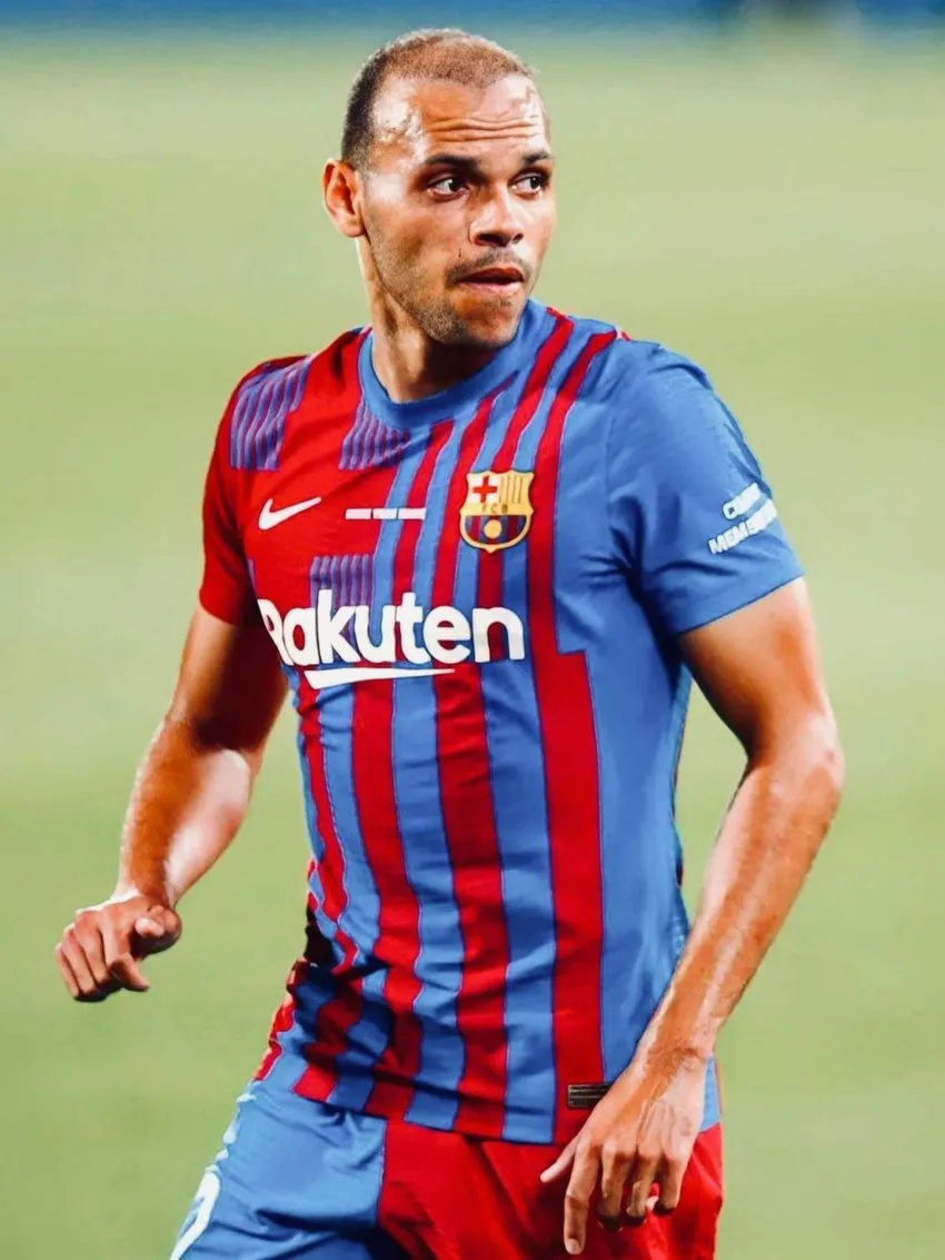 Braithwaite en un partido con el Barcelona
