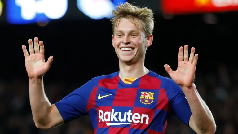 Frenkie de Jong en festejo de gol