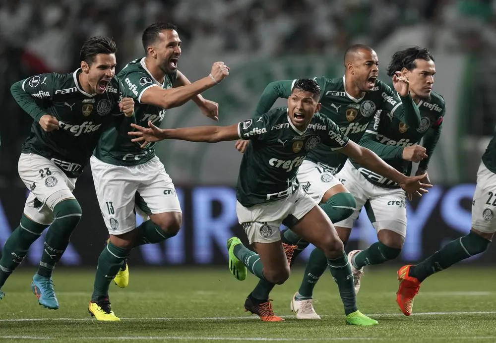 Jugadores de Palmeiras en festejo