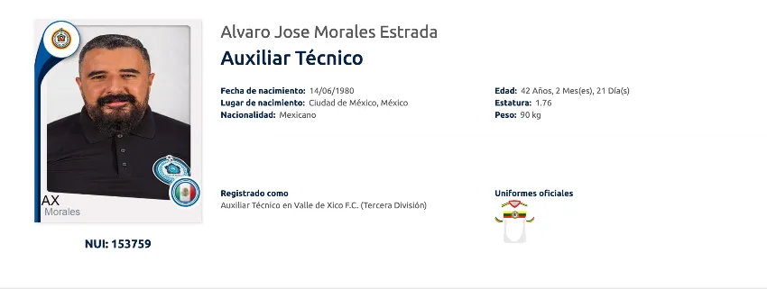 Registro de Álvaro Morales en la Liga MX