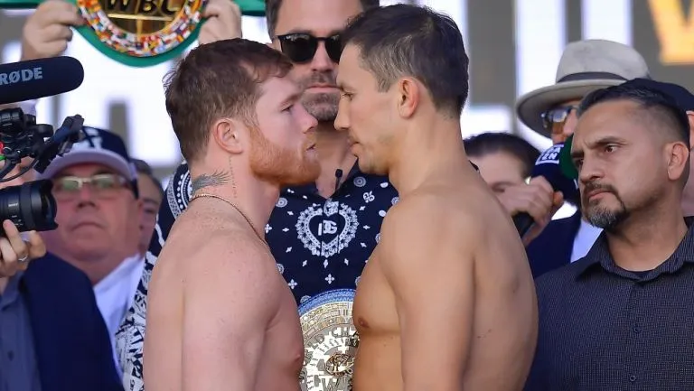 Canelo y GGG en el pesaje previo a la pelea