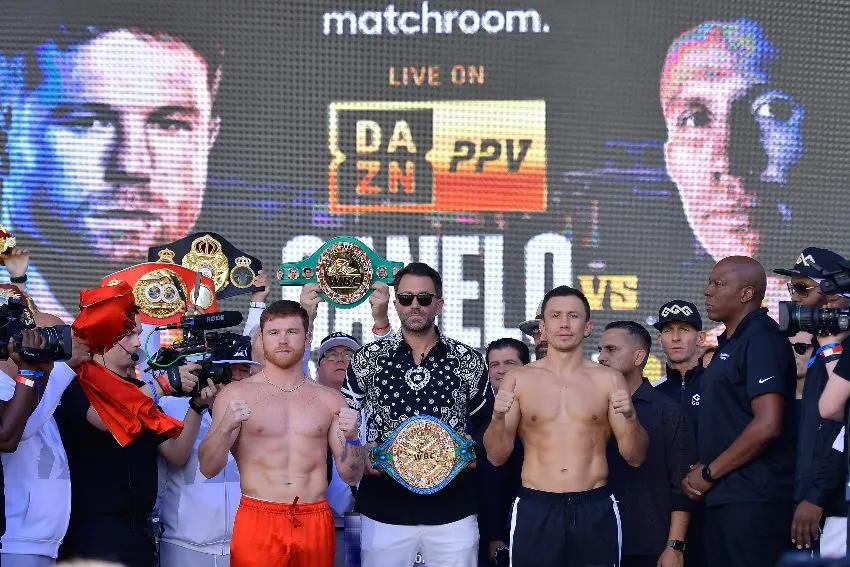 Canelo y GGG en el pesaje previo a la pelea