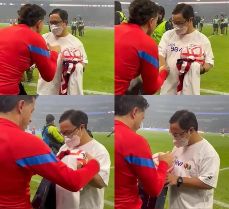 Alan Mozo con el niño aficionado