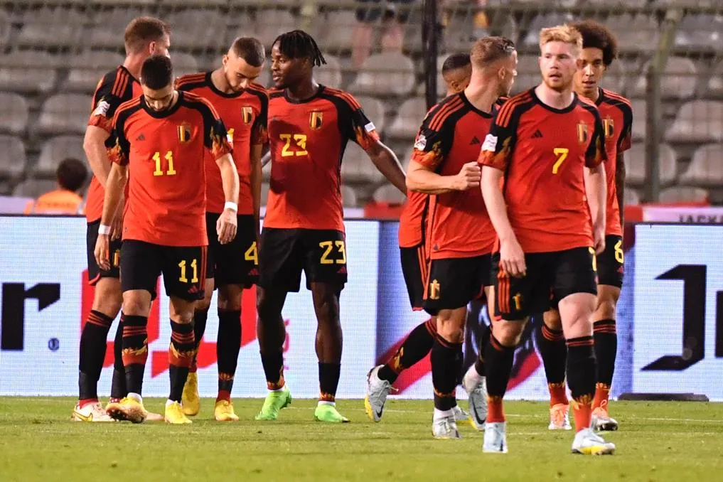 Selección de Bélgica tras vencer a Gales