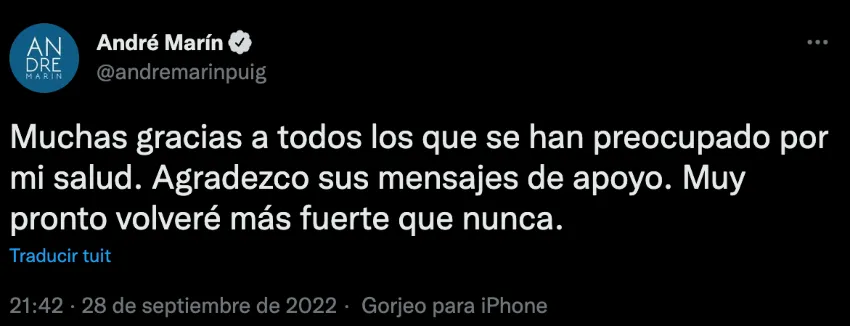 Mensaje de André Marín