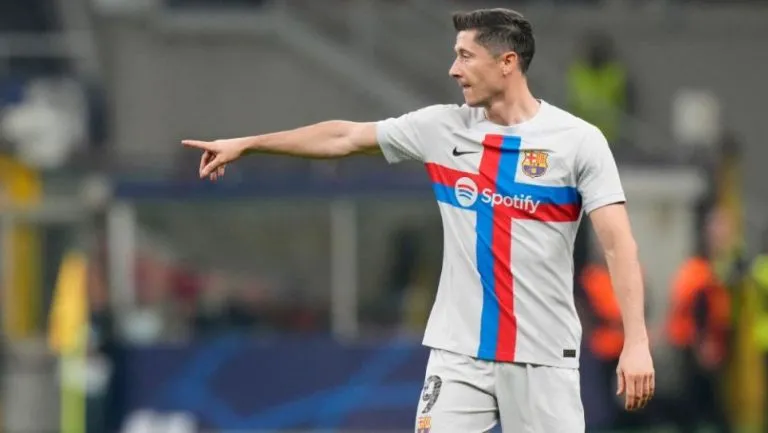 Robert Lewandowski durante un partido del Barcelona