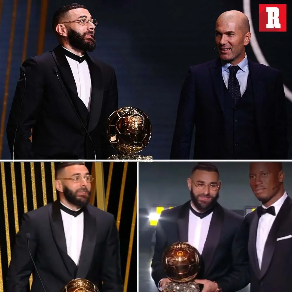 Karim Benzema recibiendo el Balón de Oro