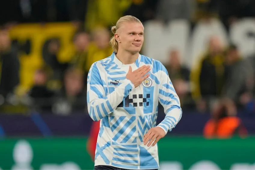 Erling Haaland tras un partido del Manchester City