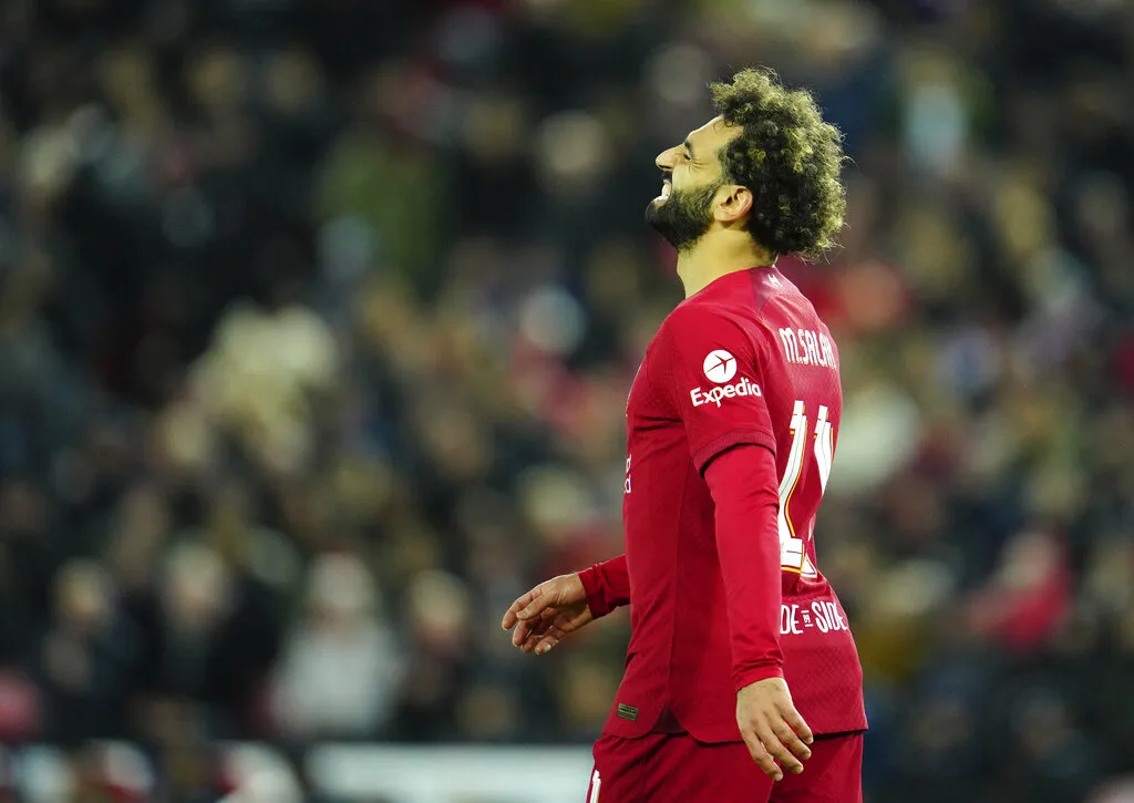 Mo Salah en el partido ante el Napoli