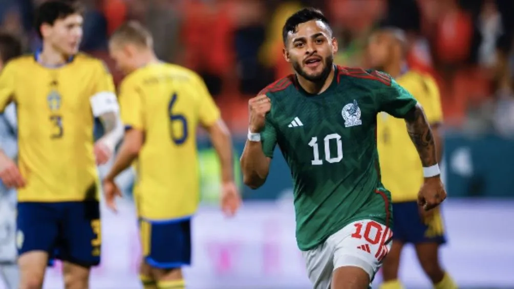 Alexis Vega celebrando su gol ante Suecia