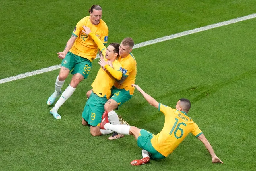 Jugadores de la selección de Australia festejando