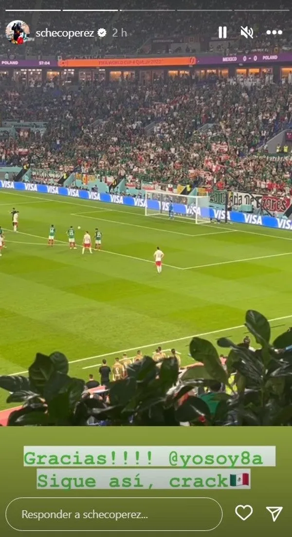 INSTAGRAM @schecoperez Checo Pérez a Memo Ochoa desde Qatar 2022