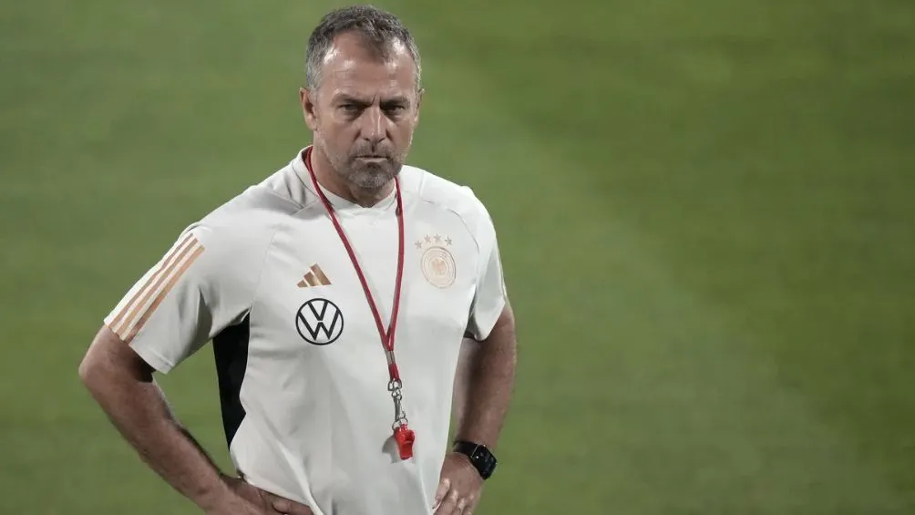 Flick en un entrenamiento con Alemania