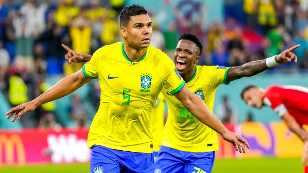 Casemiro celebra su gol ante Suiza
