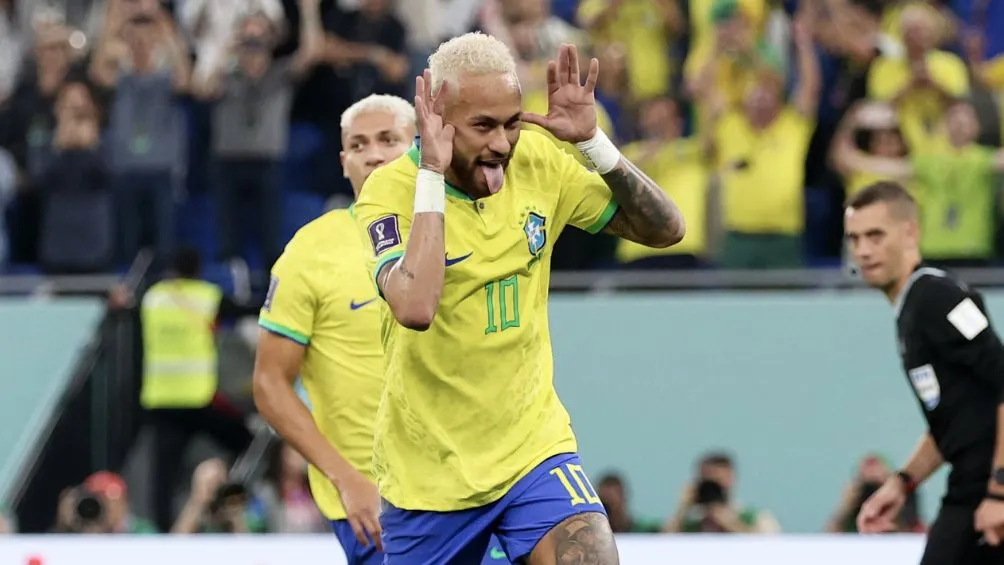 Neymar celebra su gol ante Corea