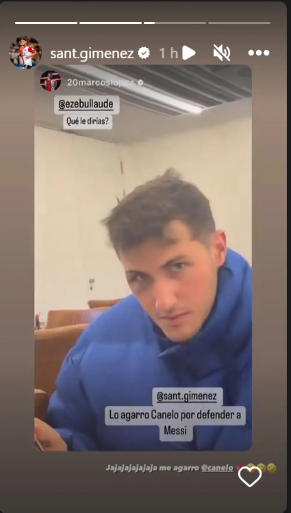 Santi bromeó con el tema de Canelo y Messi