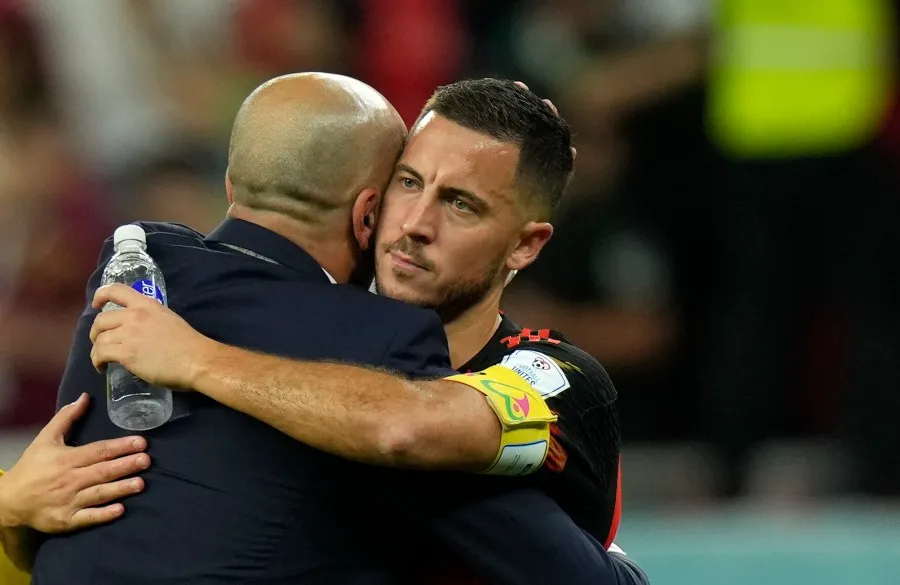 Hazard y Roberto Martínez tras ser eliminados de Qatar 2022