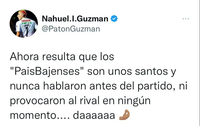 Tuit de Nahuel Guzmán