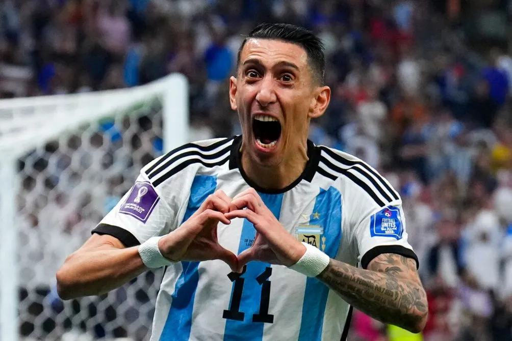 Ángel Di María celebra gol ante Francia