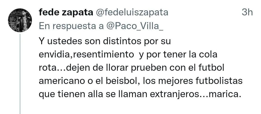 El tweet eliminado de Fede Zapata