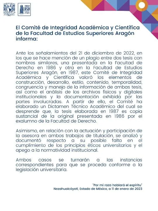 Comunicado de la FES Aragón
