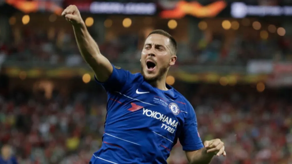 Hazard celebrando gol con el Chelsea