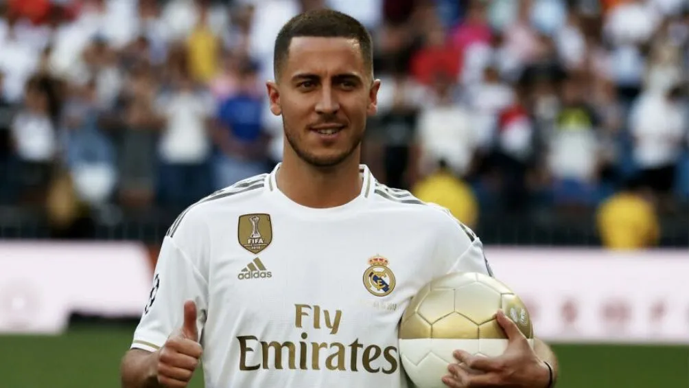 Eden Hazard en su presentación con el Real Madrid