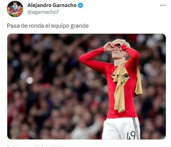 Publicación de Garnacho