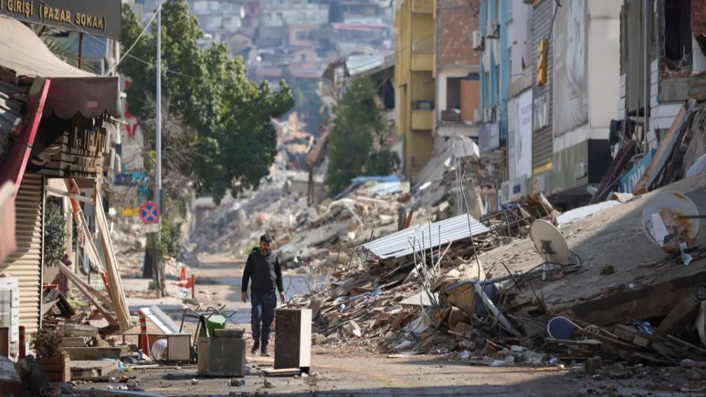 Las ruinas de algunas edificios tras terremoto