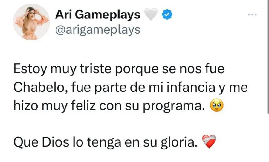 Ari Gameplays desde su Twitter