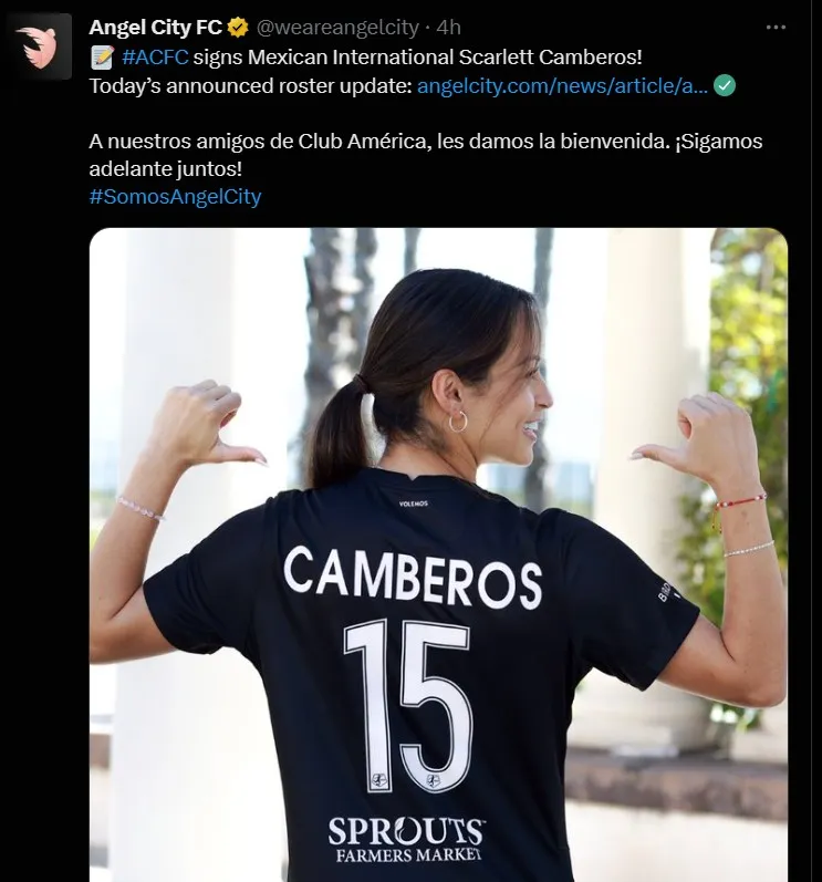 Angel City FC le da la bienvenida a Scarlett Camberos
