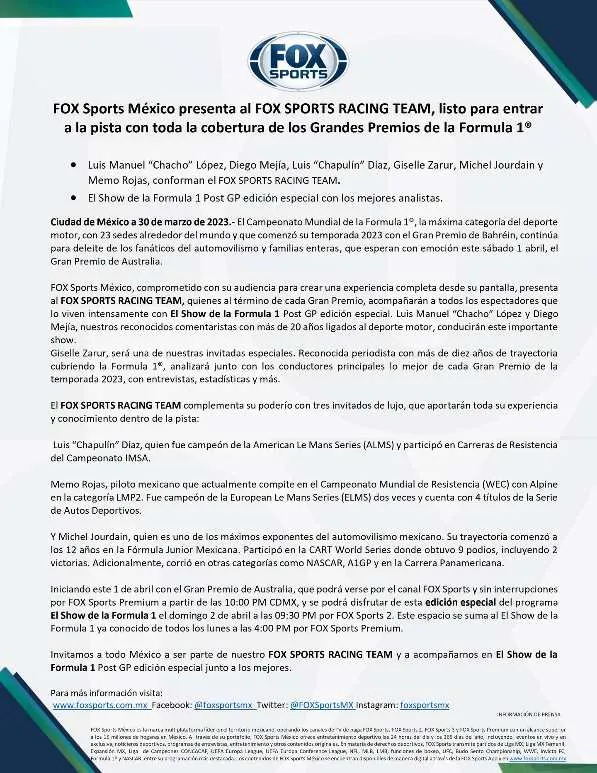 Fox Sports anunció a su nuevo equipo de transmisión