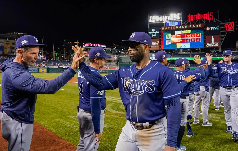 AP Los jugadores de los Rays, tras la victoria