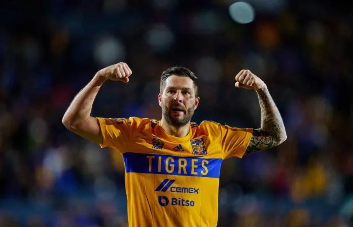 MEXSPORT André Pierre-Gignac festejando un gol, es el máximo anotador de Tigres