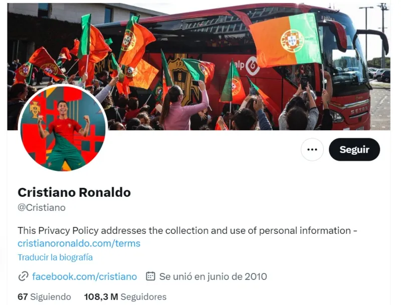 Twitter retiró la verificación al astro portugués