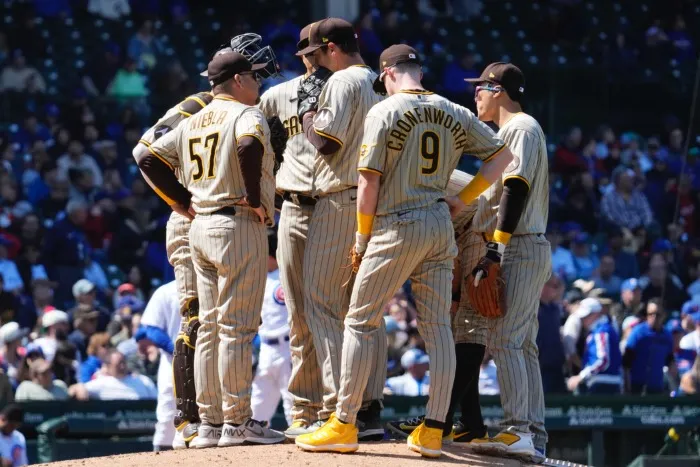 Jugadores de los Padres durante un partido