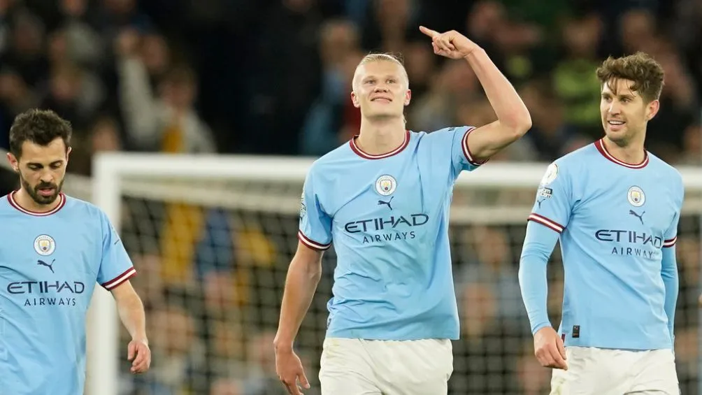 Haaland festejando su histórico gol ante el West Ham