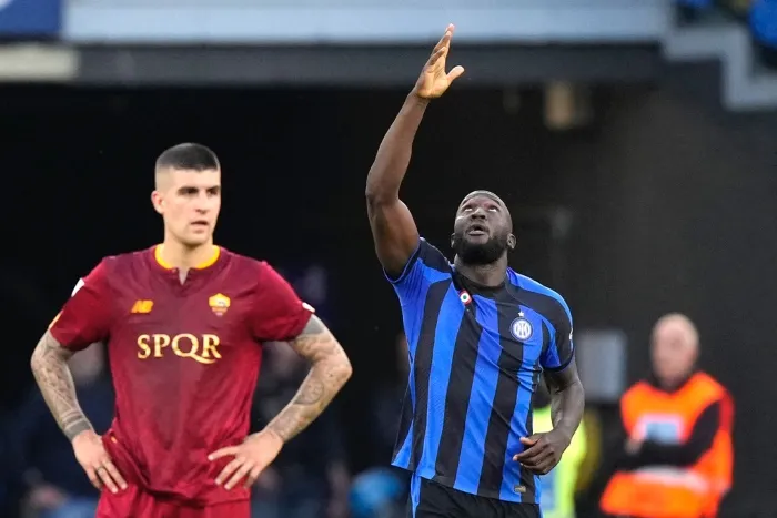 Romelu Lukaku durante el partido contra la Roma