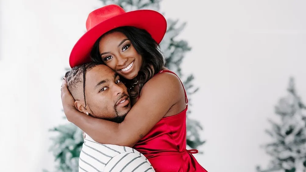 La pareja durante una sesión de fotos