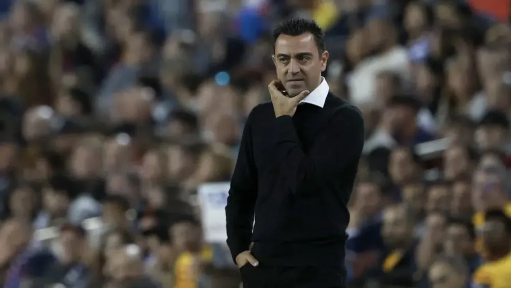 Xavi durante el partido ante la Real