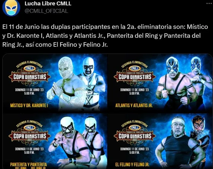 Cartelera de la Copa Dinastías en CMLL