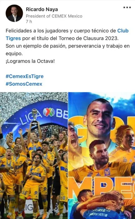 Ricardo Naya, presidente de la empresa, felicitó al equipo