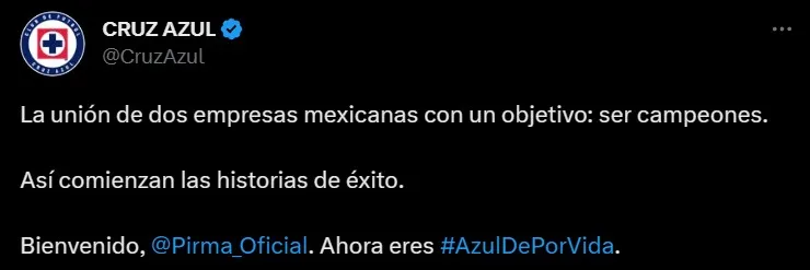 El mensaje de Cruz Azul