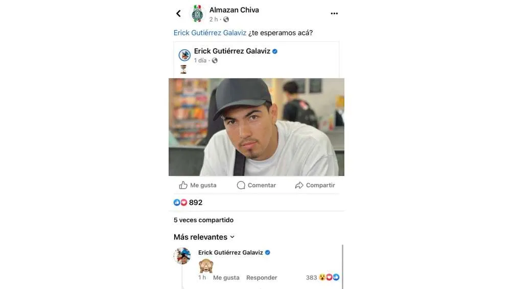 El volante respondió a una publicación de Chivas