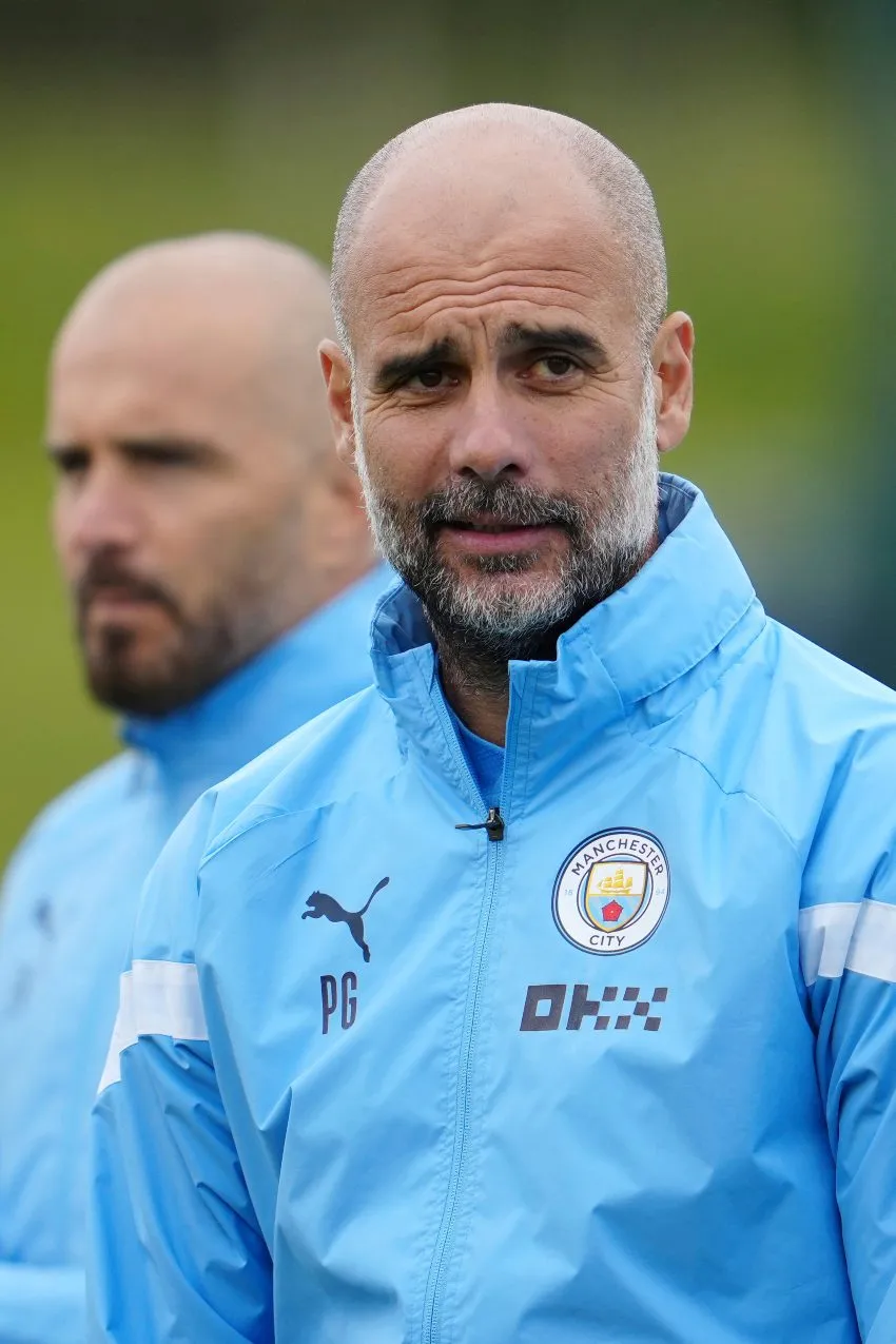 Pep Guardiola en un partido del Manchester City